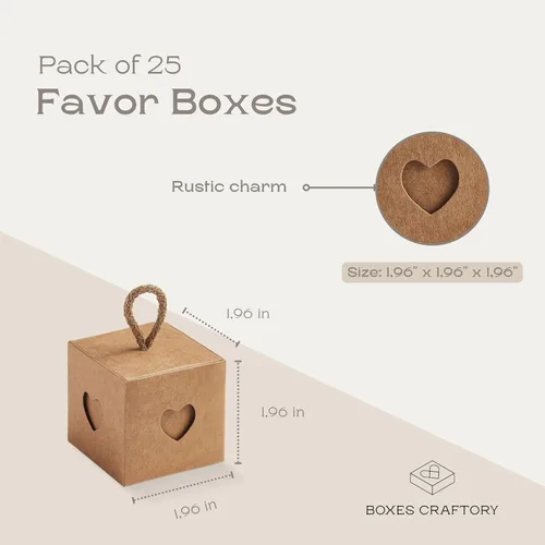 Miniatura 2 de Boxes Craftory Paquete de 25 cajas de regalo con asas de cordel (1.96 x 1.96 x 1.96 pulgadas) – Ideal para bodas y despedidas de soltera – La Habana