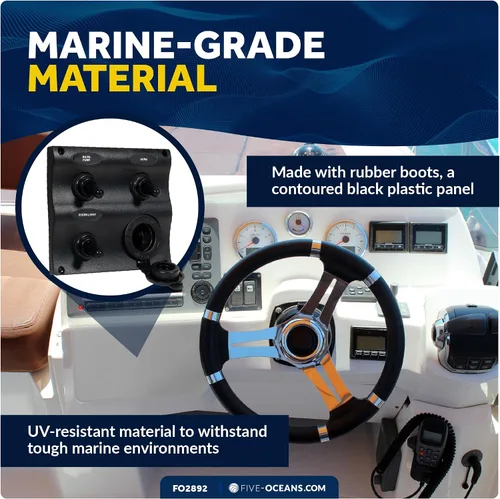 Miniatura 3 de Five Oceans Marine 2 3 6 Gang Toggle Rocker Switch Panel, enchufe del encendedor de cigarrillos 12V