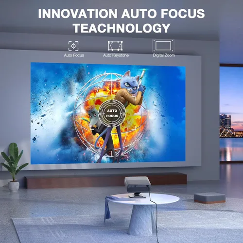 Miniatura 3 de [Compatible con Netflix y Auto Focus] Proyector Inteligente AuKing con Wifi y Bluetooth, Proyector con Enfoque Automático y Corrección Keystone 4K
