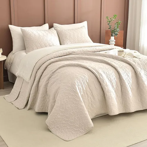 Miniatura 19 de Sanracie - Juego de edredón de algodón lavado a la piedra tamaño Queen (90"x98"), juego de ropa de cama ultra suave azul aciano arrugado