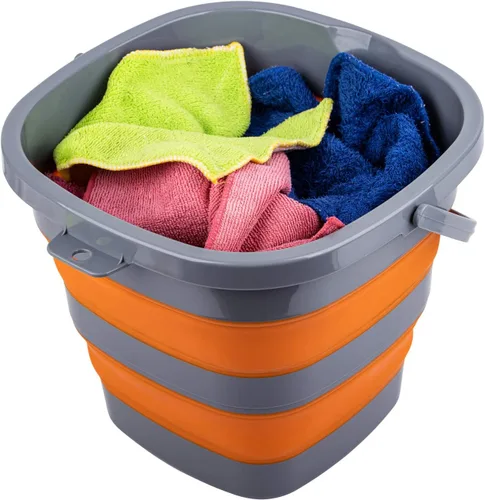 Miniatura 6 de Cubo plegable con 1.32 galones (5L), pequeño cubo de plástico para arena o playa, bañera de agua portátil para limpieza, cubo de agua de pesca