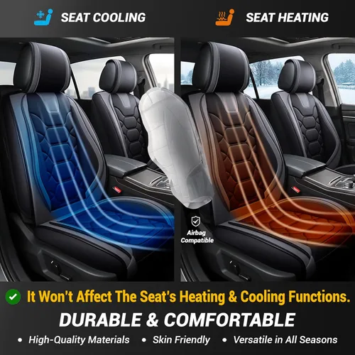Miniatura 4 de OASIS AUTO Juego completo de fundas de asiento de automóvil, fundas de asiento impermeables de piel sintética para automóviles, ajuste universal