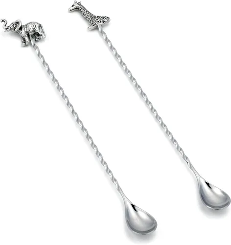 Miniatura 14 de Homestia Cuchara de cóctel dorada de acero inoxidable de 12 pulgadas con mango de oso elefante, perfecta para mezclar y colocar bebidas en tazas
