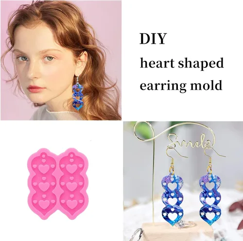 Miniatura 3 de Molde de aretes de resina de corazón para el día de San Valentín con agujero, moldes de resina de silicona, moldes de resina epoxi para mujer, 423.6