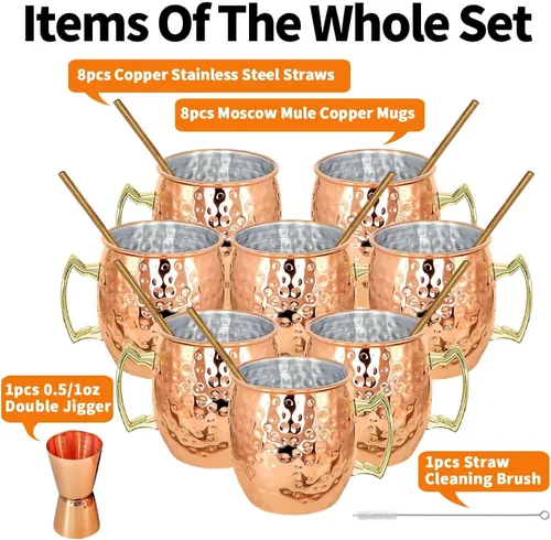 Miniatura 3 de SuproBarware Moscow Mule - Juego de 8 tazas de acero inoxidable de 18 onzas, perfectas para bebidas frías, cócteles, bar en casa, con regalo