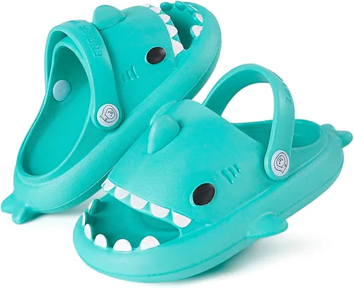 Sandalias de tiburón para niños y niñas, pantuflas de ducha con forma de nube, bonitas sandalias de punta abierta con dibujos animados, suela