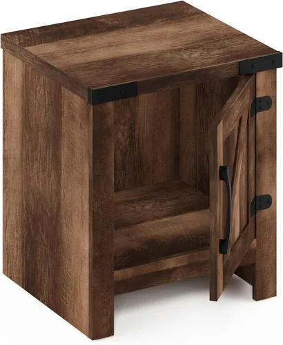 Miniatura 21 de Mesa de noche con cajón Furinno, Madera, Marrón oscuro/Negro