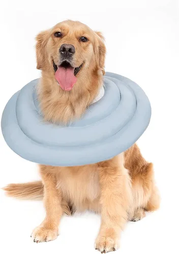 Miniatura 13 de Cómodo y ajustable cono de perro suave alternativo después de la cirugía – Collar isabelino de dona para gatos, perros medianos y perros pequeños