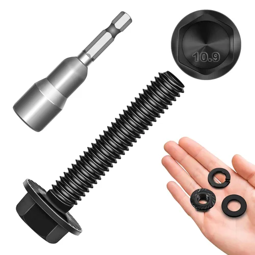 Miniatura 8 de Perno M6x1.0 (10 juegos) M6 x 0.787 in Brida Hex Head Tuercas y Pernos, Tornillos hexagonales de brida de perno M6 con tuercas y arandelas, Surtido