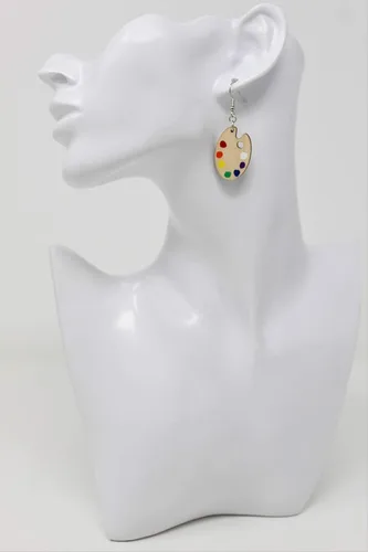 Miniatura 5 de Pendientes colgantes de paleta de pintura de madera pintada a mano