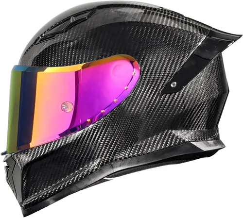 Miniatura 5 de Casco de motocicleta Aldult de cara completa de fibra de carbono, casco de motocicleta de calle aprobado por DOT, para hombres y mujeres, casco de 13