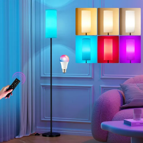 Miniatura 15 de Ambimall Lámparas de pie de 64 pulgadas para sala de estar con control remoto y colores regulables continuos, temperatura y brillo, lámpara de pie