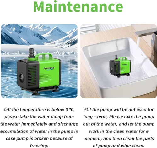 Miniatura 8 de FREESEA Bomba de agua sumergible para estanque: 1350GPH 150W Bomba de fuente con tubo de 6.6 pies para acuario pecera cascada hidropoica