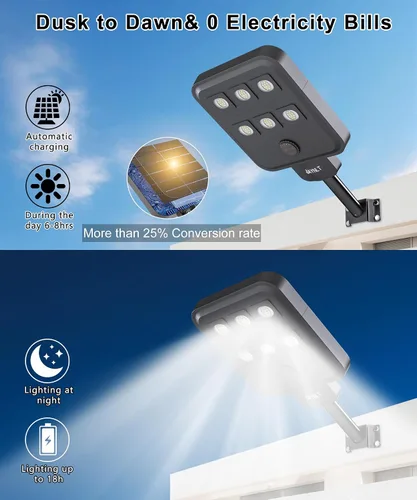 Miniatura 2 de JAYNLT X-8000W Luces de calle solares para exteriores, luces comerciales ultragrandes de 6500K para estacionamiento del atardecer al amanecer, luz