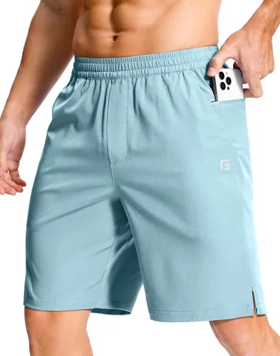 Miniatura 34 de GGJ Pantalones cortos deportivos ligeros para hombre con 2 bolsillos con cremallera de 7/5/9 pulgadas, pantalones cortos de tenis de secado rápido