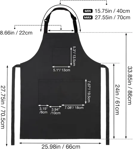 Miniatura 6 de Noverlife Hair Stylist Apron with 4 Pockets, Hair Resistant 34 Inch Long Hairdresser Aprons w/Adjustable Strap for Salon Delantal de peinado negro
