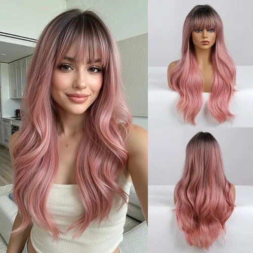 Miniatura 18 de Esmee Pelucas largas y onduladas para mujer, cabello sintético natural, resistente al calor, para uso diario y fiestas, cosplay, 24 pulgadas