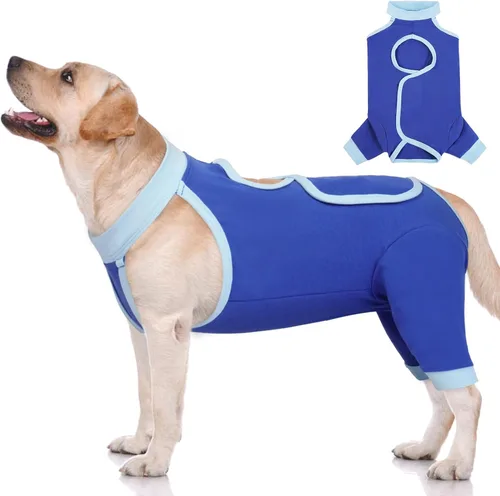 ROZKITCH Manga de pierna para cirugía para perros, piernas traseras, macho y hembra para evitar lamer heridas, codo, rodillera, traje de Azul