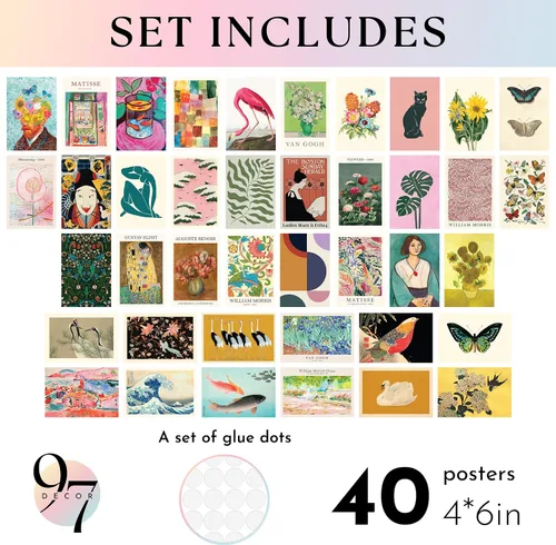 Miniatura 2 de 97 Decor Impresiones artísticas de pared eclécticas – 40 pequeños kit de collage de pared ecléctico para dormitorio de adolescentes y niñas