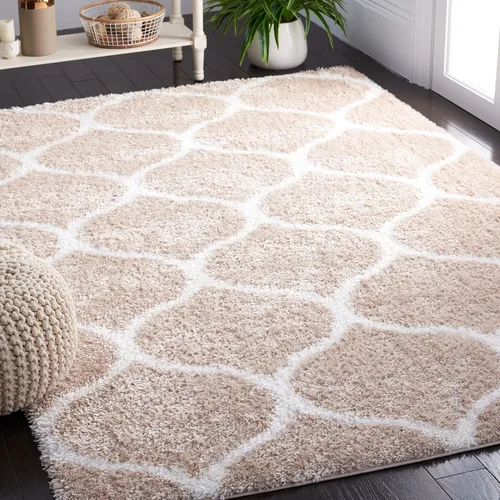 Miniatura 21 de SAFAVIEH Tahoe Shag Collection - Alfombra para pasillo, 2 x 9 pies, color beige y blanco, diseño de enrejado, no desprende pelusa y de fácil