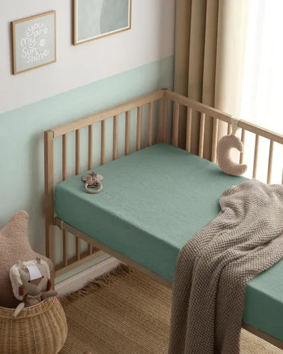 Miniatura 131 de Blissful Diary Sábanas de muselina para cuna para niñas, sábana de bebé de algodón suave bohemio para colchón de cuna estándar de 52 x 28 pulgadas