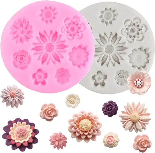 Miniatura 12 de Moldes de silicona de girasol, molde de fondant de flores para decoración de pasteles, decoración de cupcakes, pasta de caramelo de chocolate, juego