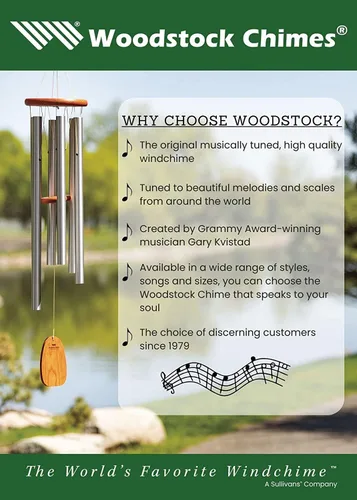 Miniatura 4 de Woodstock Chimes Colección Signature, campanilla de chakra Woodstock, grande (24 pulgadas), color negro, campanillas de viento Eastern Energies