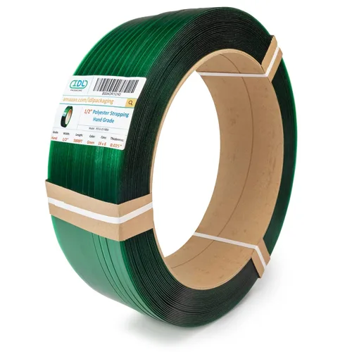 Miniatura 12 de IDL Packaging Rollo de flejado de poliéster (PET) de 1/2" x 0.025" x 3440' de tamaño de núcleo de 8" x 8", resistencia a la rotura de 780 libras