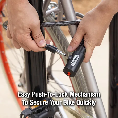 Miniatura 5 de Master Lock 8364DCC Candado de cable para bicicleta con llave, 1.5 m de largo, Negro