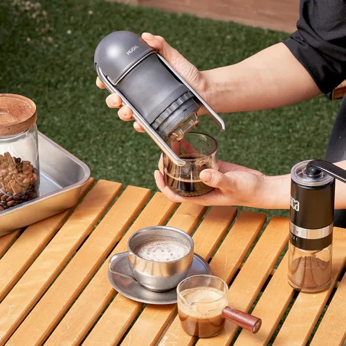 Miniatura 4 de V4 - Máquina de café expreso manual con palanca portátil con cesta no presurizada de 2.008 in, sin electricidad, ligera de 20.81 oz, para viajes