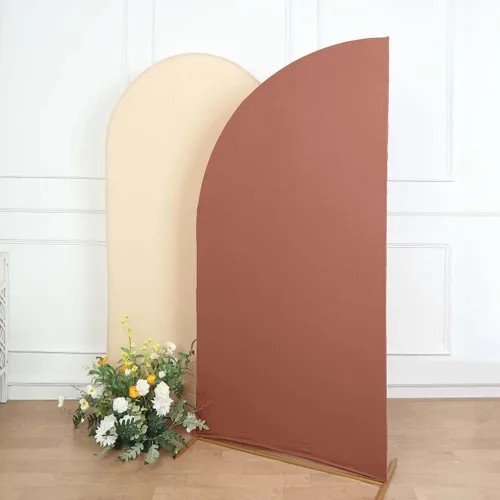 Miniatura 242 de Efavormart - Juego de 4 fundas de elastano beige para arco de media luna, fundas de telón de fondo Chiara de 2.5 pies a 7 pies para escenarios