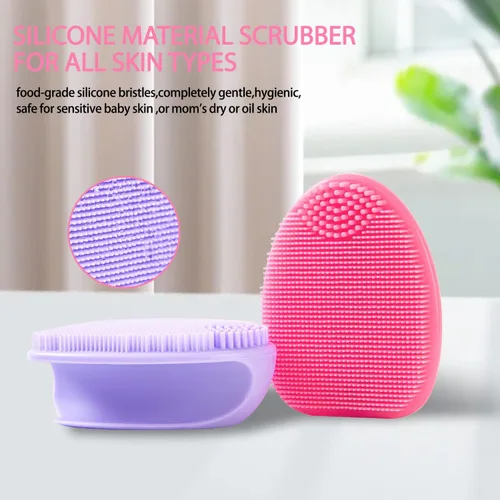 Miniatura 3 de REVEX Limpiador facial, 2 cepillos de silicona para exfoliantes faciales, cepillo de limpieza facial manual para pieles sensibles (rosa + morado)