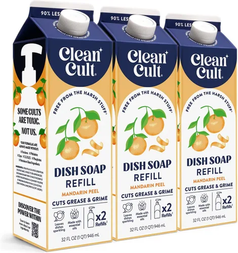 Miniatura 10 de Cleancult Repuesto líquido de jabón para platos (32 onzas, 1 unidad) – Poder de limpieza a base de plantas – Jabón para platos que corta la grasa