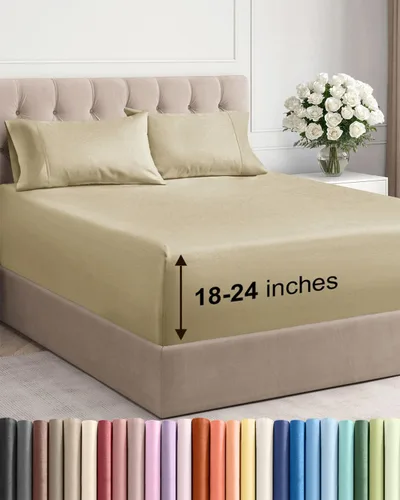 Miniatura 36 de Sábanas King divididas con bolsillos extra profundos, sábanas transpirables y refrescantes de 5 piezas, sábanas de lujo para hotel, suaves, sin 22