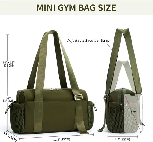 Miniatura 4 de WLLWOO - Bolsa de gimnasio pequeña con bolsillo húmedo para mujer, bolsa de lona para yoga, bolsa de entrenamiento ligera para baile, fines