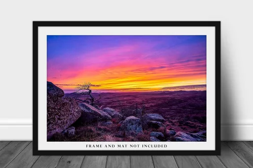 Miniatura 3 de Great Plains Photography Print (Not Framed) Picture of Vivid Sunset from Summit of Mount Scott in Wichita Mountains in Oklahoma Western Wall Art