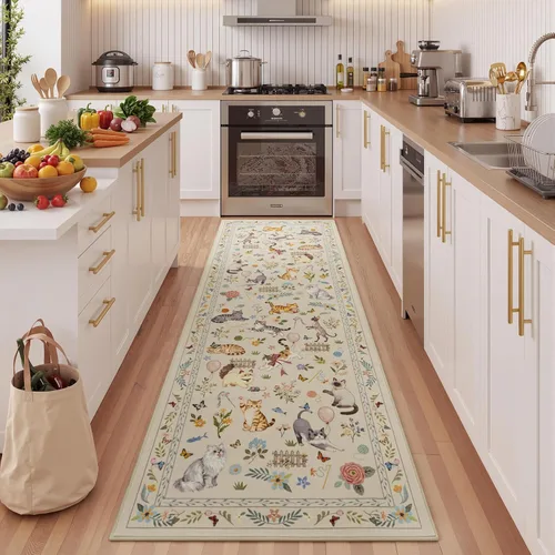Miniatura 26 de Unirea Alfombra pequeña lavable beige de 2 x 3 para puerta de entrada interior, antideslizante, alfombra de entrada de animales suave para cocina