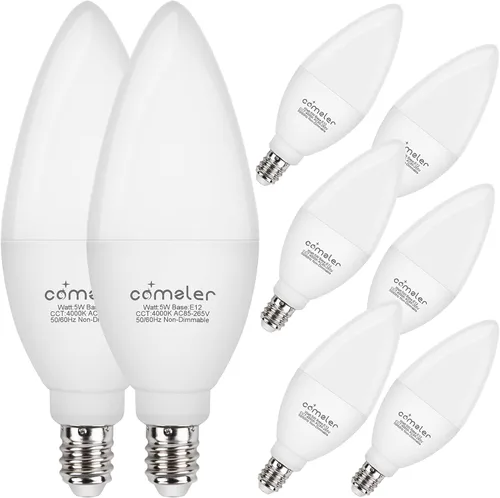 Miniatura 16 de comzler - Foco LED E12 de Candelabro, bombillas LED para ventilador de techo equivalentes a 60 W, focos LED de araña de luz diurna 5000K, bombilla