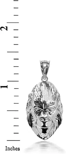 Miniatura 3 de Colgante de plata de ley 925, de 10 K o 14 K amarillo, blanco o oro rosa de Orangután Ape Gorilla Head - a elección de metal