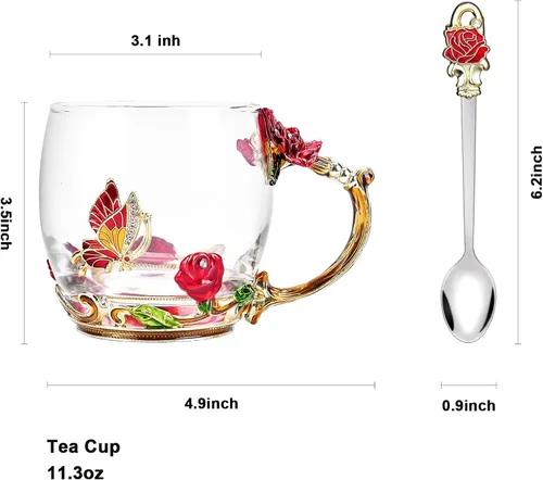 Miniatura 2 de OEAGO Regalos para Mamá Mujeres Rellenos de Media para Mujeres Navidad Taza de Café de Cristal con Esmaltes Regalos del Día de San Valentín para Rojo
