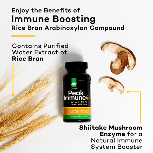 Miniatura 3 de Daiwa PeakImmune4 Suplemento natural de apoyo inmunológico Mejora la función de las células NK con extracto de micelio de salvado de arroz RBAC