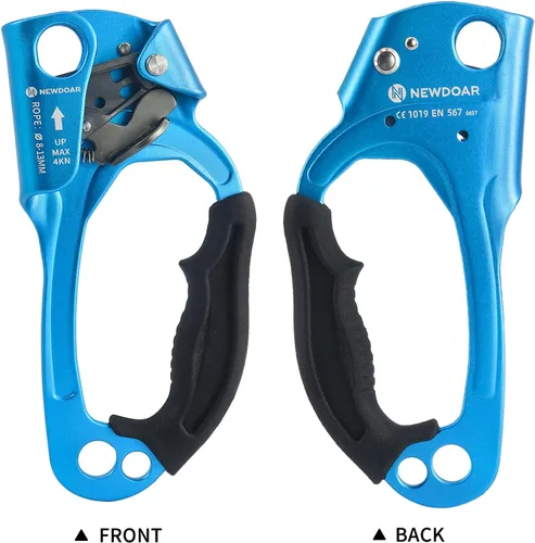 Miniatura 4 de NewDoar Certificado UIAA y CE - Ascendedor de mano para escalada en roca, arborista, equipo de rapel para cuerda de 8~13MM Azul Pro-Derecha