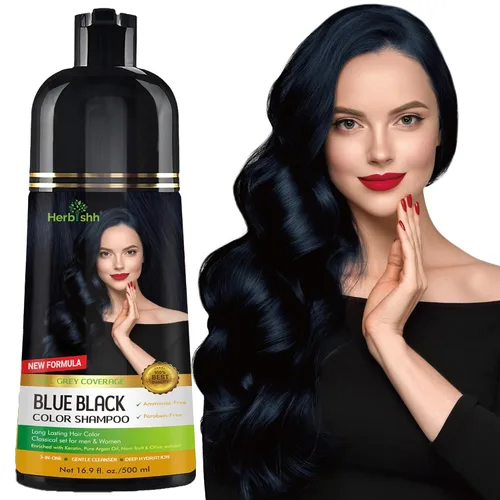 Herbishh - Champú con color para cabello gris, tinte de cabello natural, colorea el cabello en minutos, dura hasta 3 o 4 semanas, 500 ml, color de