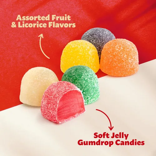 Miniatura 4 de Gum Drops Paquete de 2 libras Caramelos de gelatina gigante de gominolas Surtido de sabores de frutas y regaliz Caramelo de gotas de goma