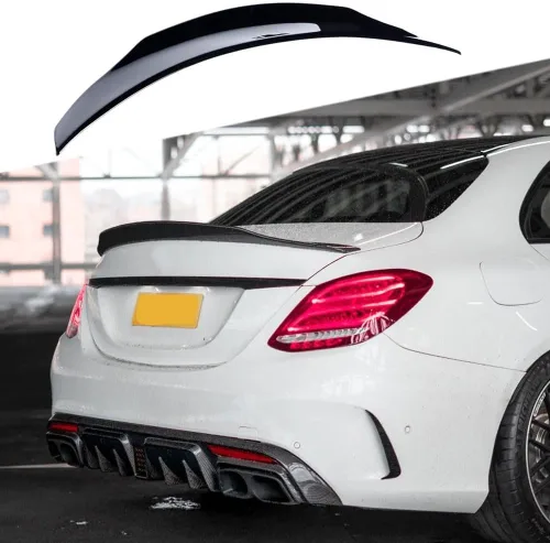 Trunk Spoiler Compatible with 2015-2021 Mercedes C Class W205 Sedan Rear Boot Lid Highkick Wing Lip Factory Outlet (ABS)