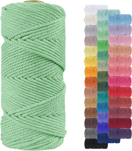 Miniatura 136 de Cuerda de macramé de 0.079 in para 219 yardas, cuerda de algodón natural para manualidades, hilo de cuerda de macramé de colores para colgar