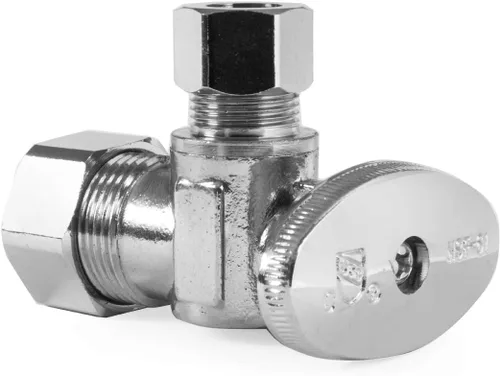 Miniatura 3 de EFIELD Válvula de parada angular de 1/2" nominal (5/8" OD) Compresión x 3/8" OD, 1/4-Turn, Certificado UPC, (VALVE116)