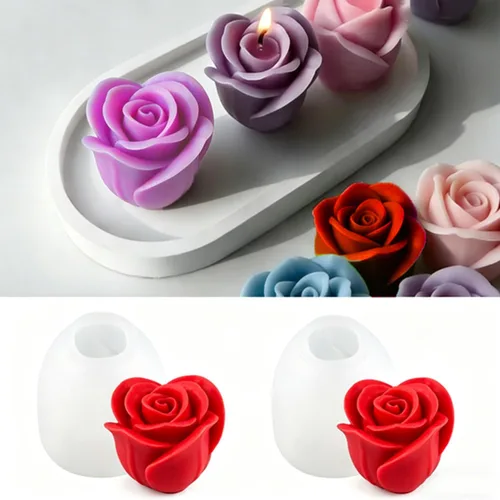 2 moldes de silicona con diseño de flores para velas, molde de decoración de pastel de chocolate con flores 3D, cera de jabón, resina epoxi,