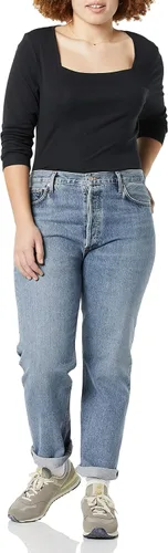 Miniatura 3 de Tienda Essentials Camiseta de manga larga ajustada con cuello cuadrado para mujer