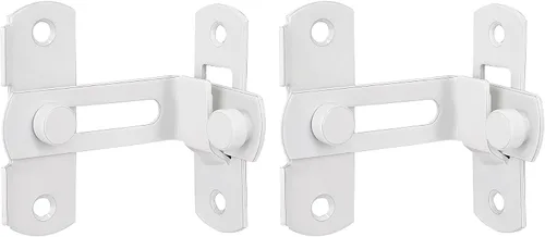 Miniatura 8 de INIRET Paquete de 2 pestillos blancos de 90 grados para puerta de granero, cierre de puerta de acero inoxidable para puerta de granero, cerradura
